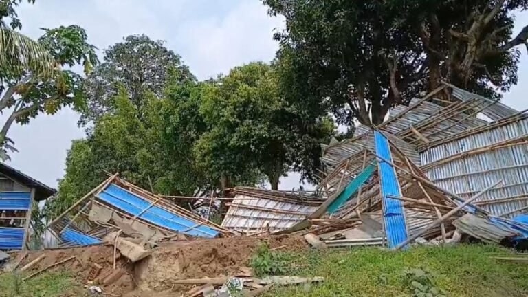 ত্রিপুরা : ঝড়ের দাপটে লন্ডভন্ড বাড়িঘর, গাছপালা, বিদ্যুতিক খুঁটি, ছাগল খামার