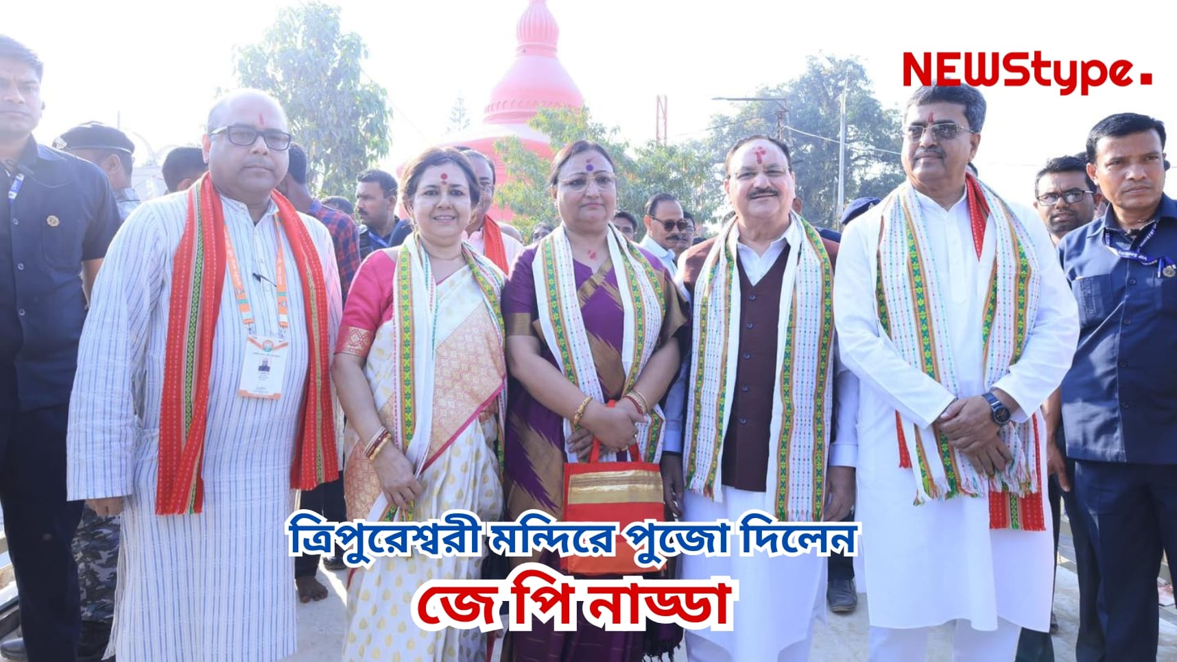 JP Nadda along with his spouse visits Tripureshwari Mandir
